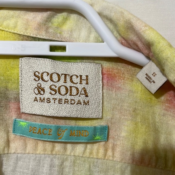 Scotch & Soda Yellow Short Sleeve Button Shirt - Picture 4 of 5